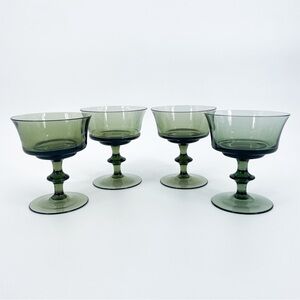 RARE Set of 4 Gorham Crystal Elegance Sherbet Goblets Green